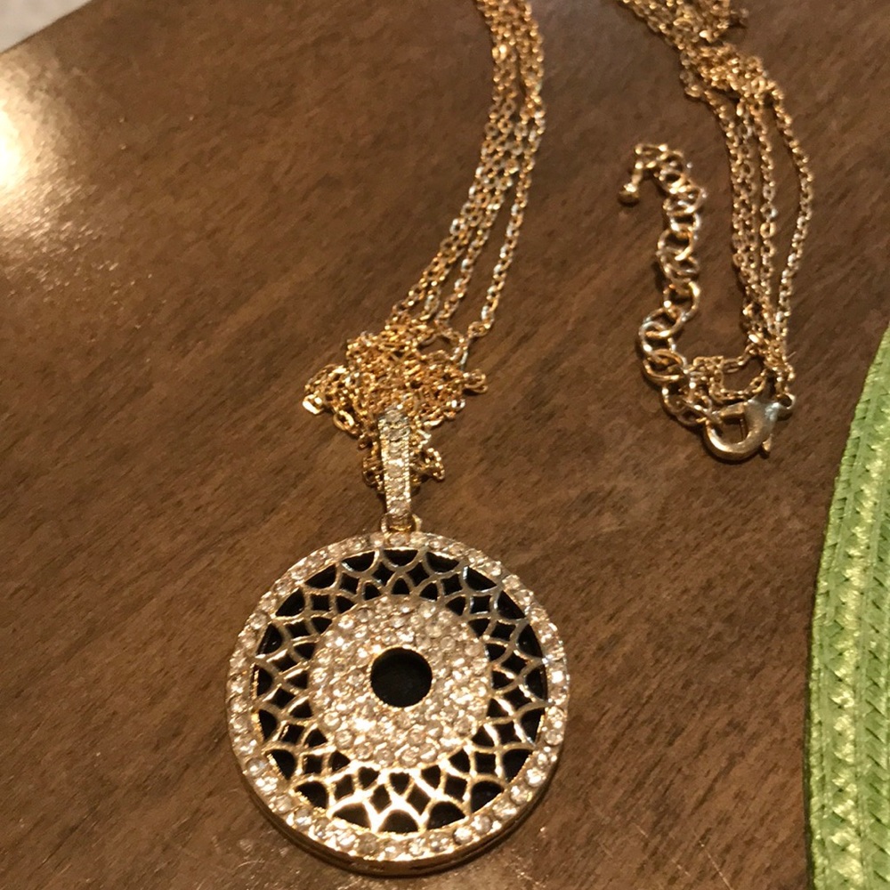 Gold And Black Crystal Necklace